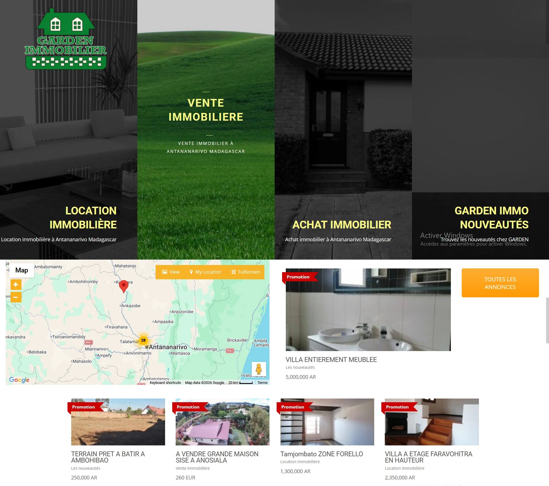 Réalisation du site Garden Immo